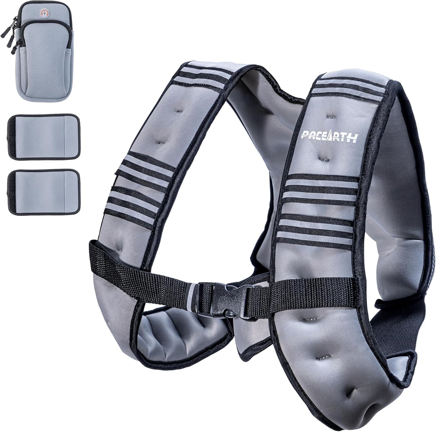 Weighted Vest,4Lb/6Lb/10Lb/12Lb/16Lb/20Lb/25Lb/30Lb Weight Vest with Reflective Stripe, Body Weight Vests Adjustable for Men, Women Workout, Strength Training, Running, Walking, Jogging