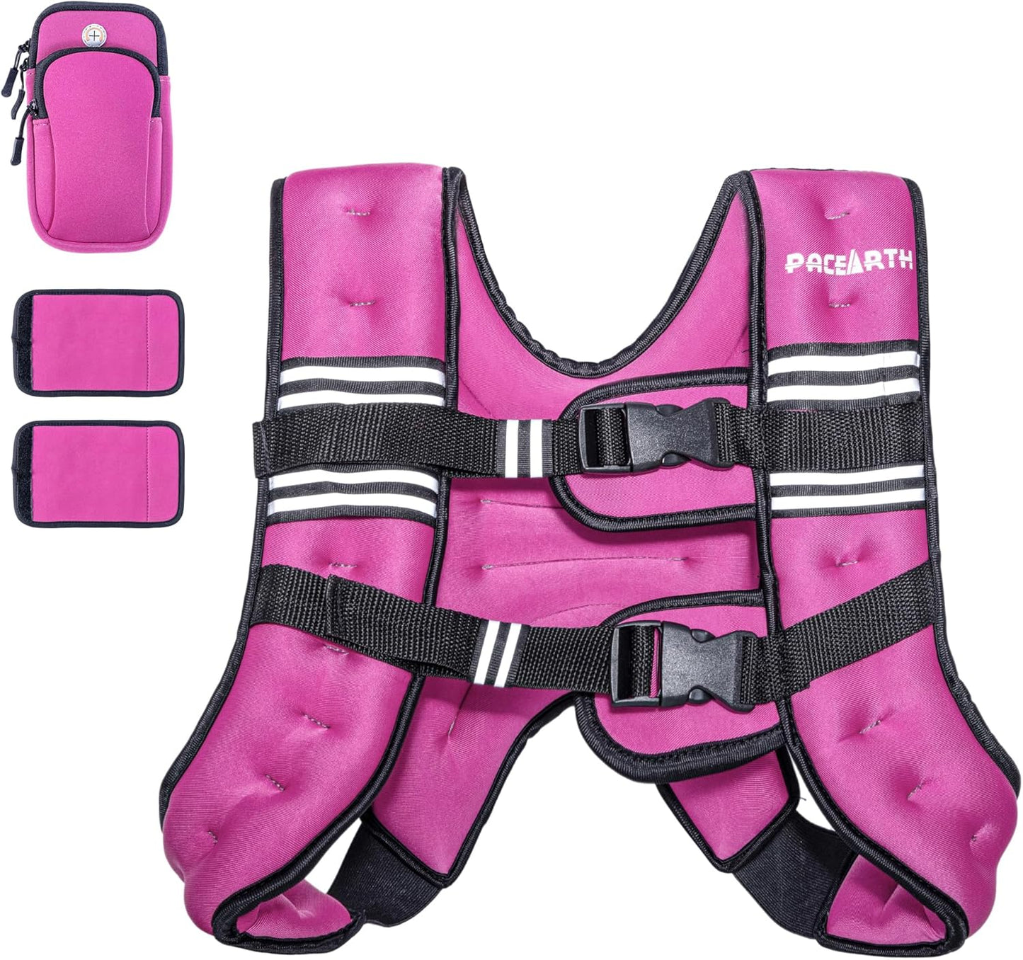 Weighted Vest,4Lb/6Lb/10Lb/12Lb/16Lb/20Lb/25Lb/30Lb Weight Vest with Reflective Stripe, Body Weight Vests Adjustable for Men, Women Workout, Strength Training, Running, Walking, Jogging
