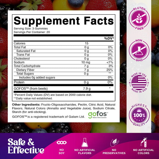 Prebiotic Fiber Gummies for Adults- 240 Pectin Based Gummies
